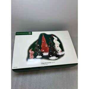 Department 56 Tinsel Ball Trees Village Accessories Christmas Set 5pc